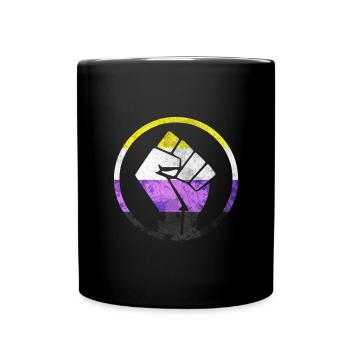 Fist Flag out Nichtbinär - Tasse einfarbig - Schwarz - Vorne