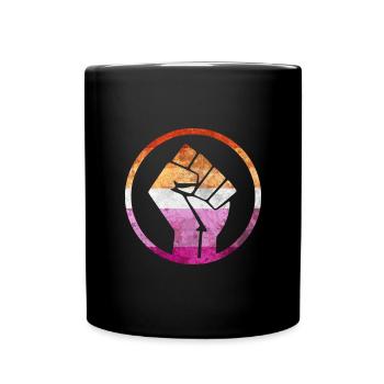 Fist Flag raus Lesbisch - Tasse einfarbig - Schwarz - Vorne