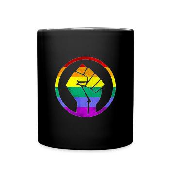 Fist Flag out LGBT - Full Colour Mug - black - Front