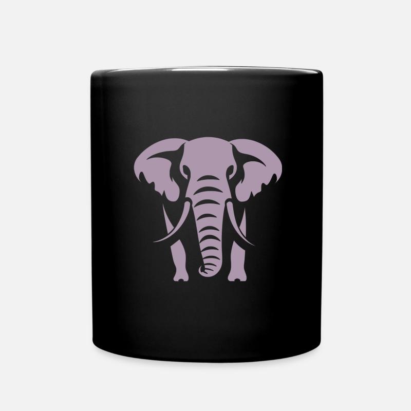 Elefant Silhouette Weiß Logo - Tasse einfarbig - Schwarz