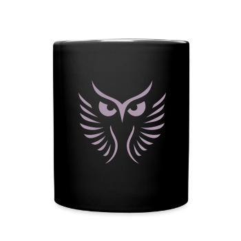 Moderne Eule: Abstrakte, Minimalistische Kunst - Tasse einfarbig - Schwarz - Vorne