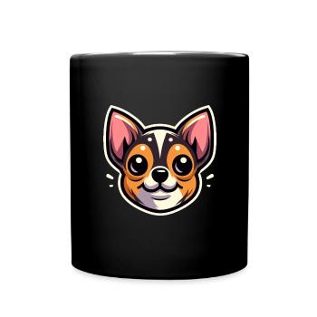 Chihuahua Dog Cartoon Head - Full Colour Mug - black - Front