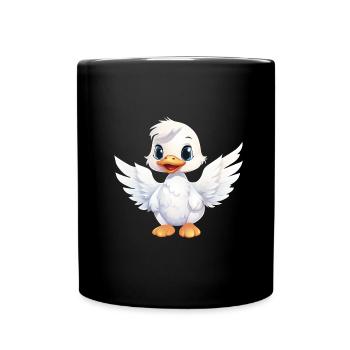 Ente Weiß Engel Flügel Süß Comic - Tasse einfarbig - Schwarz - Vorne