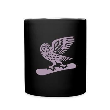 Eule Snowboard Snowboarder Minimalistisches Design - Tasse einfarbig - Schwarz - Vorne