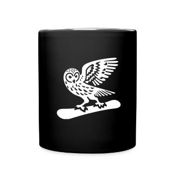 Eule Snowboard Snowboarder Minimalistisches Design - Tasse einfarbig - Schwarz - Vorne