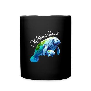 Seekuh mit Kalb mein Spirit Animal - Tasse einfarbig - Schwarz - Vorne