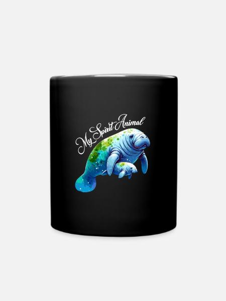 Seekuh mit Kalb mein Spirit Animal - Tasse einfarbig - Schwarz