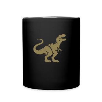 Dino T-Rex Silhouette Minimalist Design - Full Colour Mug - black - Front