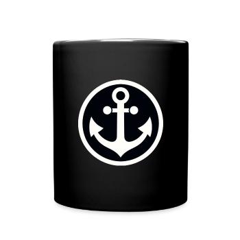 Anker im Kreis - Tasse einfarbig - Schwarz - Vorne
