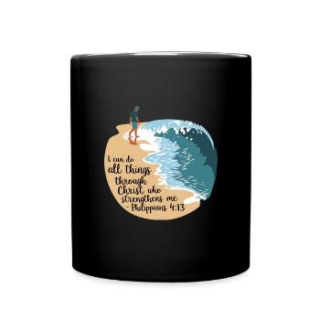 Tout au long de Christ Philippiens 4:13 La force - Mug uni - noir - Devant