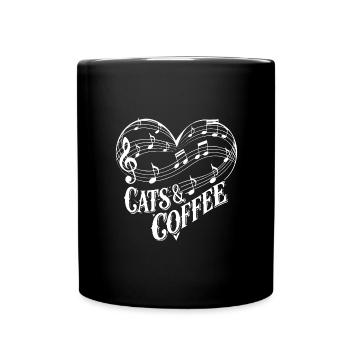 Ich liebe Katzen und Kaffee - Tasse einfarbig - Schwarz - Vorne