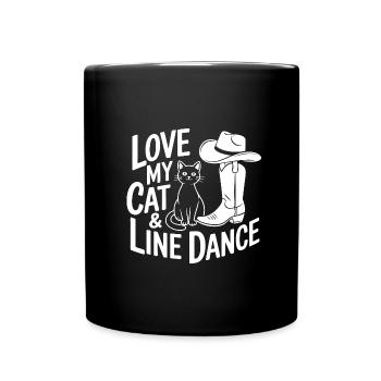 Ich liebe meine Katzen und Line Dance - Tasse einfarbig - Schwarz - Vorne