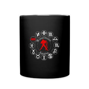 Sternzeichen Wassermann - Tasse einfarbig - Schwarz - Vorne