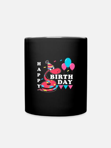 Geburtstag Schlange - Tasse einfarbig - Schwarz