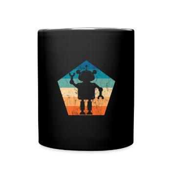 Roboter Vintage Retro - Tasse einfarbig - Schwarz - Vorne