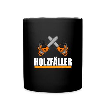 Holzfäller Säge - Tasse einfarbig - Schwarz - Vorne