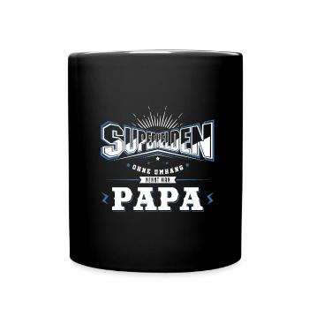 Superhelden ohne Umhang nennt man Papa - Tasse einfarbig - Schwarz - Vorne