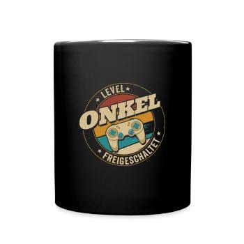 Level Onkel Freigeschaltet Gamer - Tasse einfarbig - Schwarz - Vorne