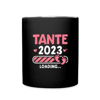 Tante 2023 loading Werdende Patentante Geschenk - Tasse einfarbig - Schwarz - Vorne