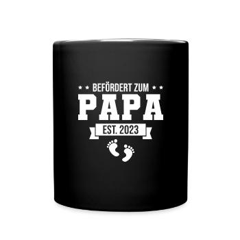 Befördert Papa 2023 Schwangerschaft Werdender Papa - Tasse einfarbig - Schwarz - Vorne