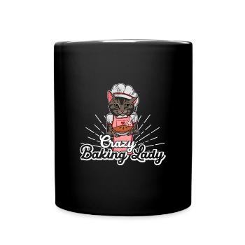 Bäcker Backen Brötchen Sauerteig Katze Spruch - Tasse einfarbig - Schwarz - Vorne