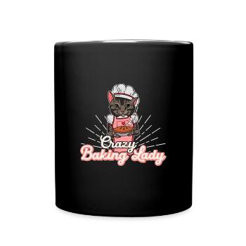 Bäcker Backen Brötchen Sauerteig Katze Spruch - Tasse einfarbig - Schwarz - Vorne