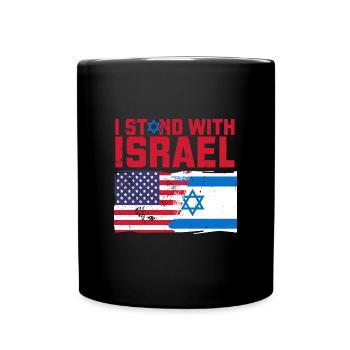 Israel USA America Origin Flag Jerusalem - Full Colour Mug - black - Front