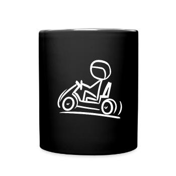 Go-Kart Silhouette Strichmännchen Linien-Zeichnung - Tasse einfarbig - Schwarz - Vorne