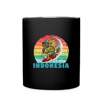 Bali Barong Holidays Indonesia Ocean Surfers - Full Colour Mug - black - Front