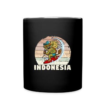 Bali Barong Holidays Indonesia Ocean Surfers - Full Colour Mug - black - Front