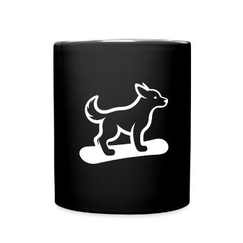 Hund Snowboard Snowboarder Minimalistisches Design - Tasse einfarbig - Schwarz - Vorne