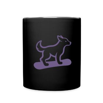 Hund Snowboard Snowboarder Minimalistisches Design - Tasse einfarbig - Schwarz - Vorne