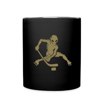 Alien Ice Hockey Player Minimalist Silhouette - Full Colour Mug - black - Front