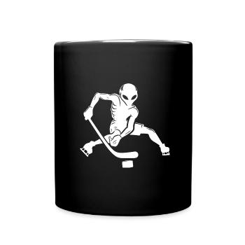 Alien Ice Hockey Player Minimalist Silhouette - Full Colour Mug - black - Front