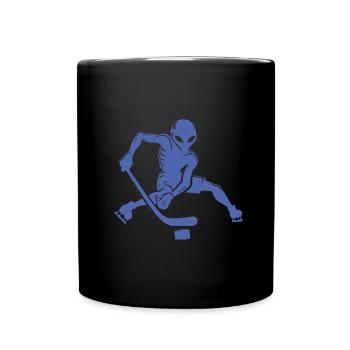 Alien Ice Hockey Player Minimalist Silhouette - Full Colour Mug - black - Front