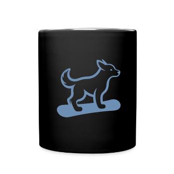Hund Snowboard Snowboarder Minimalistisches Design - Tasse einfarbig - Schwarz - Vorne