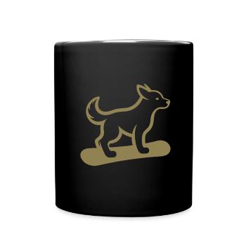 Hund Snowboard Snowboarder Minimalistisches Design - Tasse einfarbig - Schwarz - Vorne