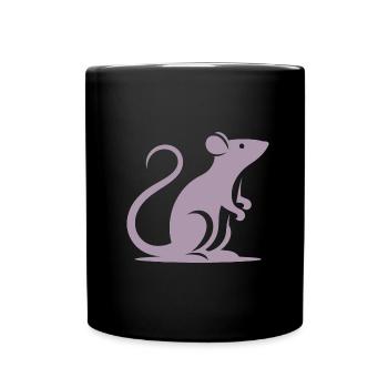 Minimalistische Ratte Maus Silhouette - Tasse einfarbig - Schwarz - Vorne