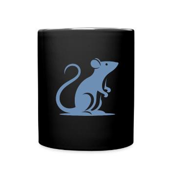 Minimalistische Ratte Maus Silhouette - Tasse einfarbig - Schwarz - Vorne
