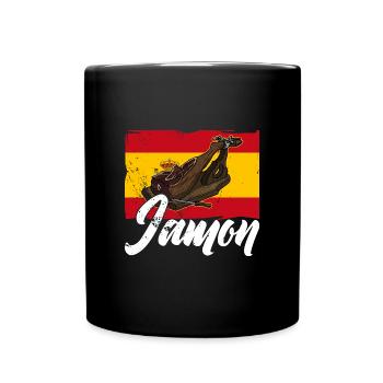 Jamon Spanien Vorspeise Schinken Schweinefleisch - Tasse einfarbig - Schwarz - Vorne