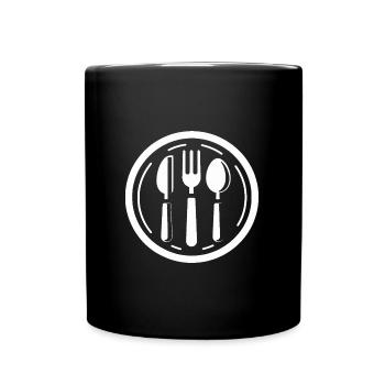 Couverts, Couteau, Fourchette, Cuillère - Mug uni - noir - Devant