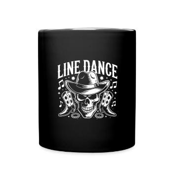Line Dance Skull with Stetson and Boots and Lasso - Full Colour Mug - black - Front