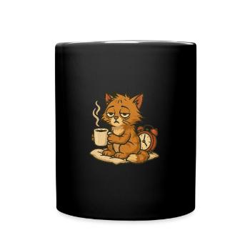Conception de grincement matinal – chat avec du café - Mug uni - noir - Devant