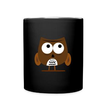 Süße Eule - Grumpy Owl - Braun - Tasse einfarbig - Schwarz - Vorne