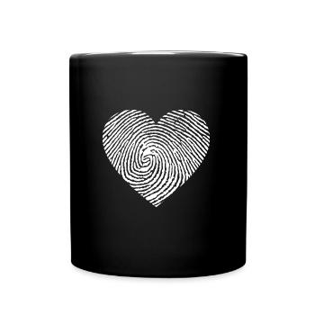 Coeur blanc - Mug uni - noir - Devant