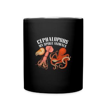 Cephalopoden Krake Oktopus Tintenfisch - Tasse einfarbig - Schwarz - Vorne