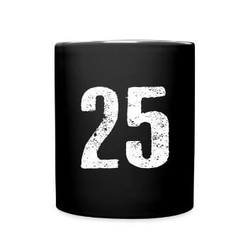 25 Zahl Vintage - Tasse einfarbig - Schwarz - Vorne