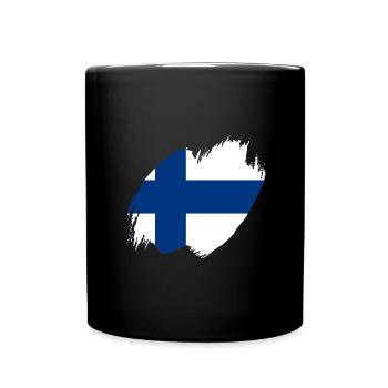 Drapeau finlandais Suomi Drapeau finlandais Look utilisé - Mug uni - noir - Devant