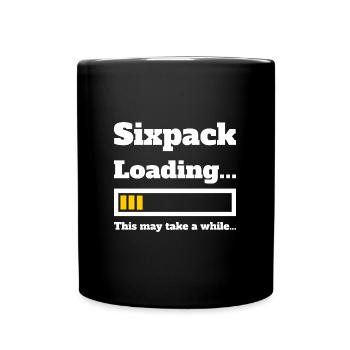 Sixpack loading lustiger Spruch fürs Training Joke - Tasse einfarbig - Schwarz - Vorne