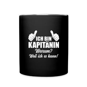 Segelschiff Boot Bootsfahrerin Seglerin Kapitänin - Tasse einfarbig - Schwarz - Vorne